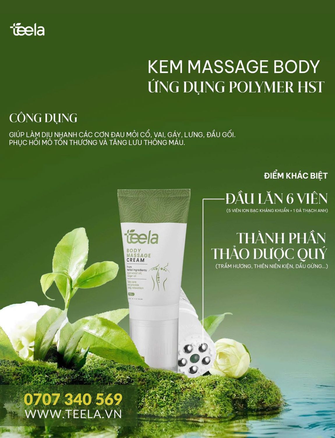 kem massage Teela giảm đau cơ bắp