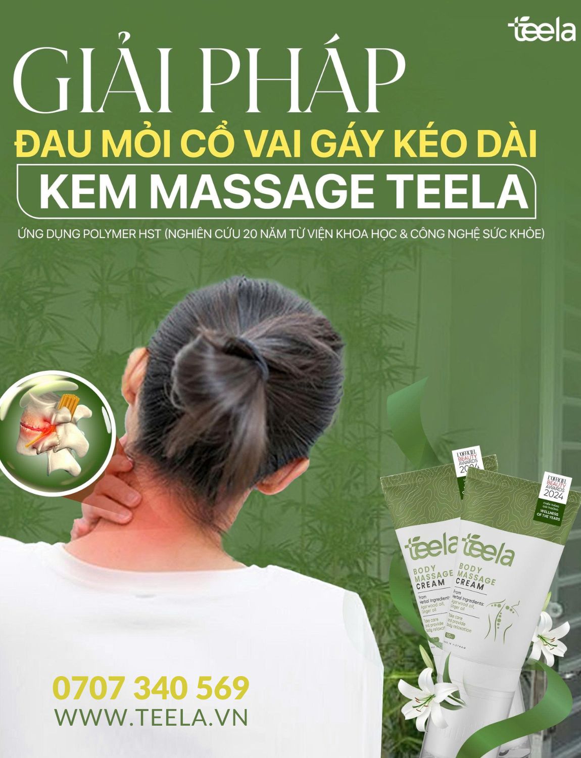 kem massage Teela giảm đau mỏi vai gáy